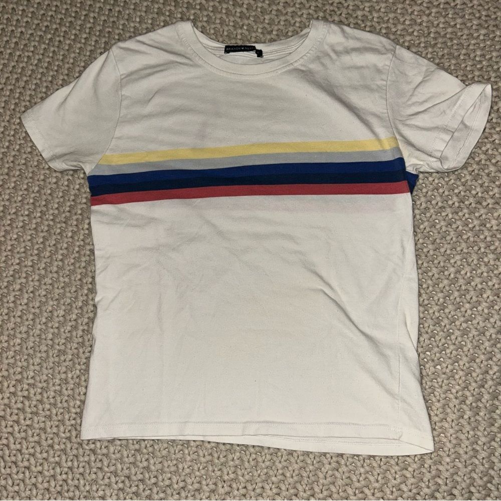 Brandy Melville John Galt Striped White T Shirt​​